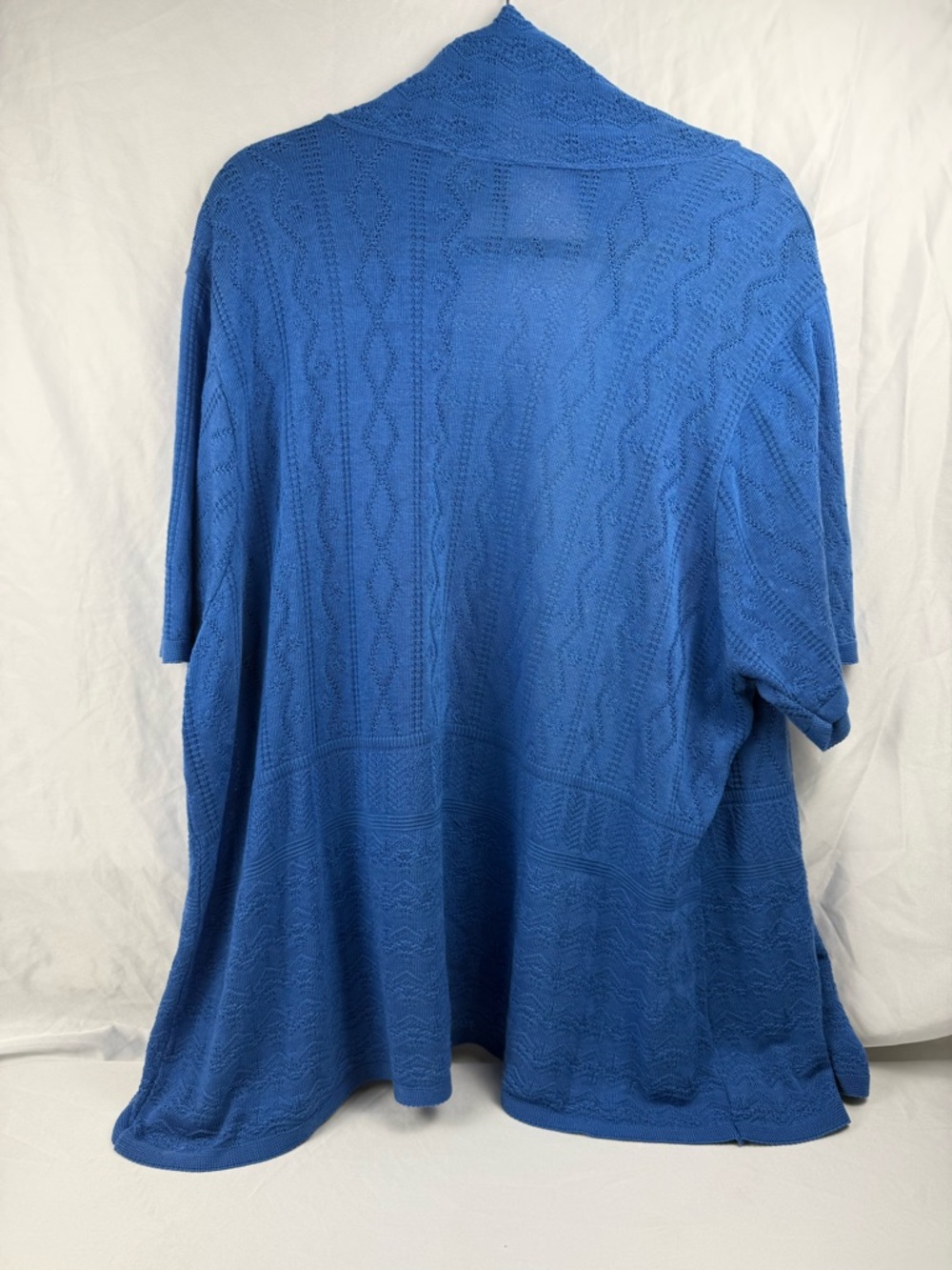 New Directions Blue Knit Open Cardigan 3x Short Sleeve Textured Lightweight - Picture 2 of 6